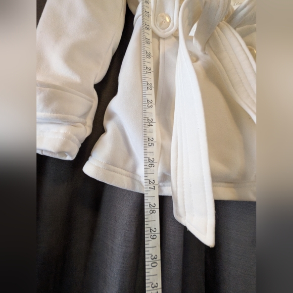 J2 Jou Jou Double Breasted Peacoat White Cream Belted Coat Jacket Sz. M - Picture 10 of 12